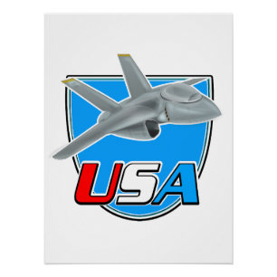 USA jet plane logo Poster