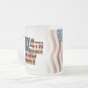 USA July 4th Independence Day Frosted Glass Coffee Mug