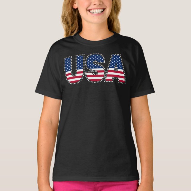 USA-July 4th-Star Border T-Shirt (Front)