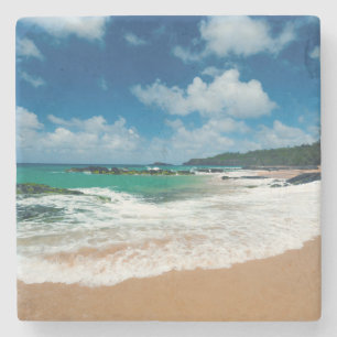 USA, Kauai, Hawaii. A Woman Strolls The Rocks Stone Coaster