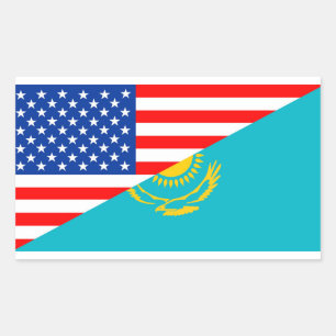 usa Kazakhstan country half flag america symbol Rectangular Sticker