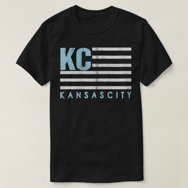 USA KC Flag Royal & Light blue KC Kansas City Patr T-Shirt (Design Front)