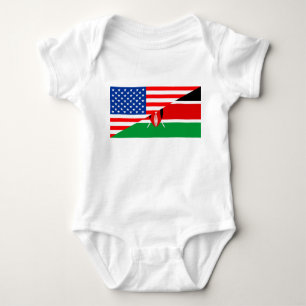usa Kenya country half flag america symbol Baby Bodysuit