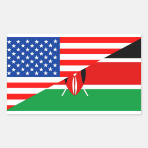 usa Kenya country half flag america symbol Rectangular Sticker