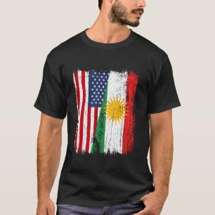 USA Kurdistan Half Flag American Kurdish Jersey T-Shirt