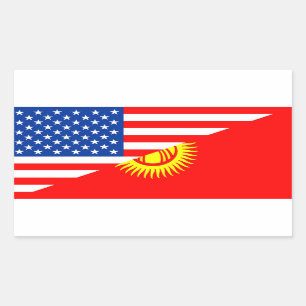 usa Kyrgyzstan country half flag america symbol Rectangular Sticker