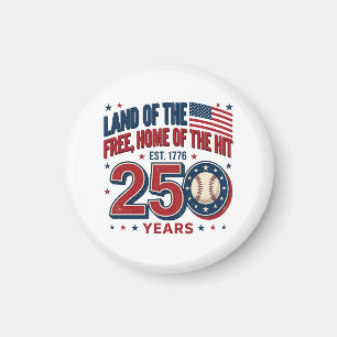 USA Land Of The Free Baseball 250 Years Design Magnet