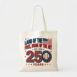 USA Land Of The Free Baseball 250 Years Design Tote Bag