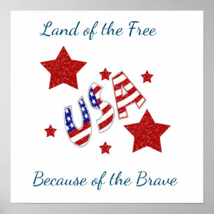 USA Land of the Free Because of the Brave Poster