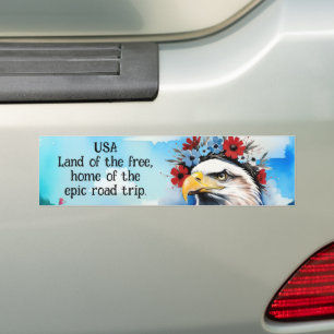 USA Land of The Free Home of The Epic Road Trip Bumper Sticker