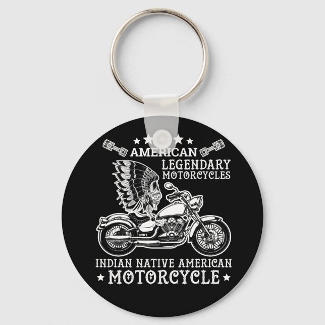 USA Legendary Motorcycles Indian Native Motorcycle Key Ring (Front)