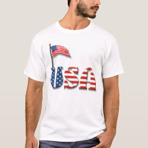 USA Letters and American Flag T-Shirt
