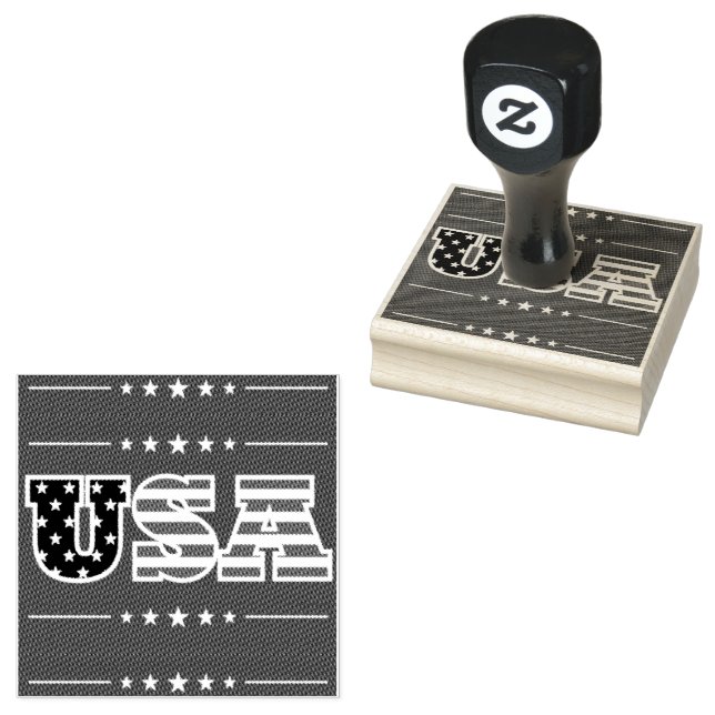 USA Letters Flag Stars | Rubber Stamp (Stamped)