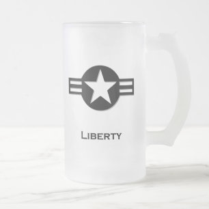 USA Liberty black Frosted Glass Beer Mug