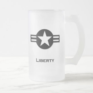 USA Liberty black Frosted Glass Beer Mug