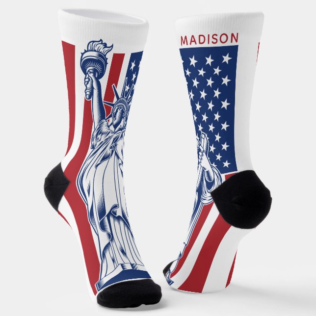 USA Liberty custom name Socks (Angled)