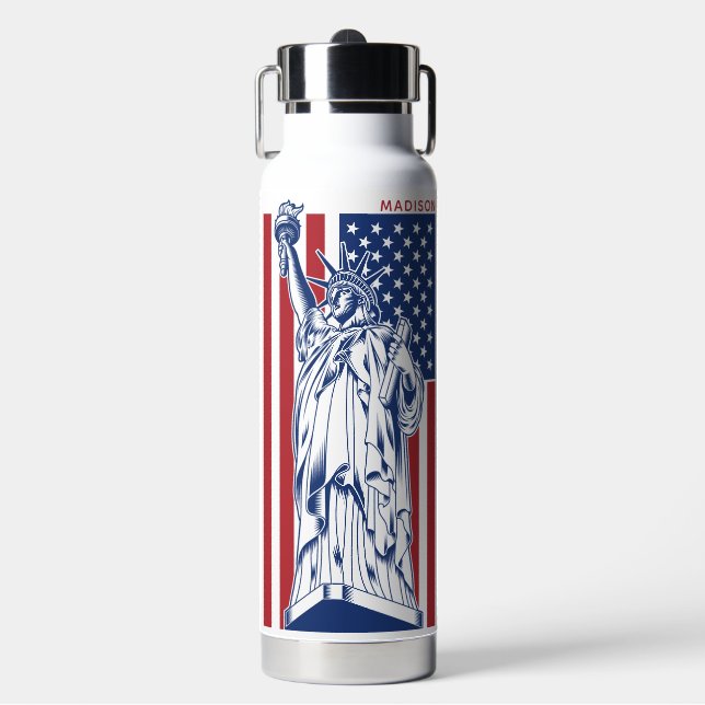 USA Liberty custom name Water Bottle (Front)
