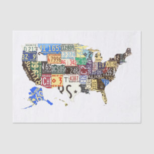 USA license plates - all states vintage Tissue Paper