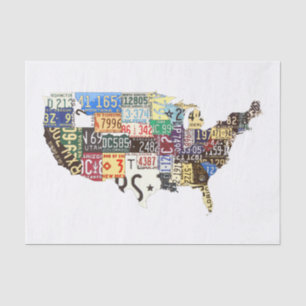 USA license plates vintage Tissue Paper
