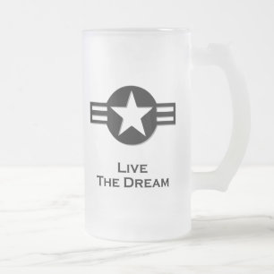 USA Living The Dream black Frosted Glass Beer Mug