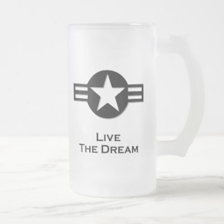 USA Living The Dream black Frosted Glass Beer Mug