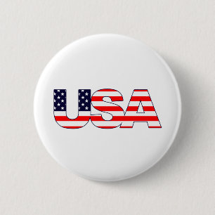 USA Logo Initials with American flag 6 Cm Round Badge
