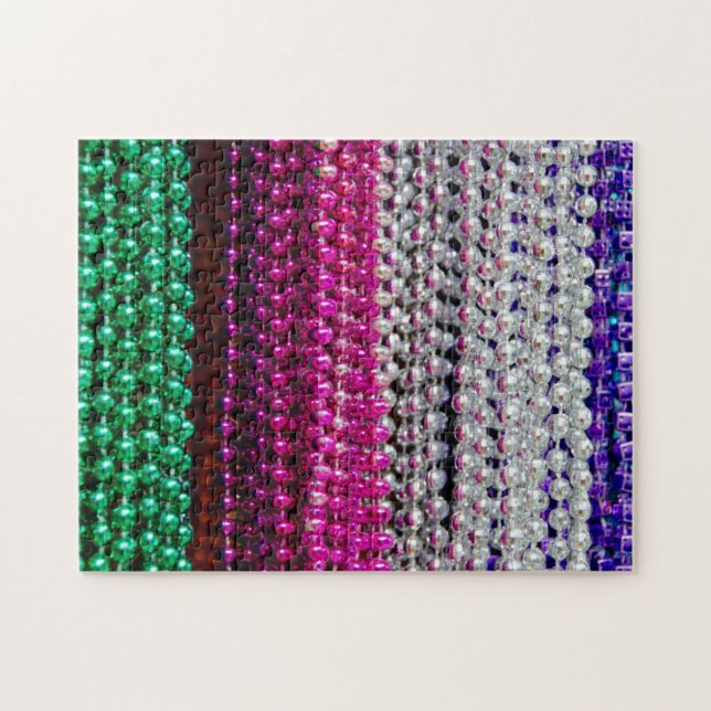 USA, Louisiana, New Orleans. Mardi Gras Beads Jigsaw Puzzle (Horizontal)