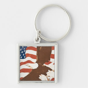 USA, Louisiana, Port Allen. Patriotic mural Key Ring