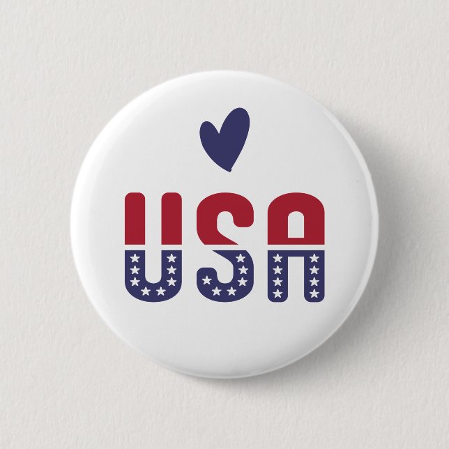 USA Love American Flag Red White Blue Patriotic  6 Cm Round Badge (Front)