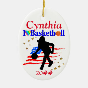 USA LOVE BASKETBALL PERSONALIZE CHRISTMAS ORNAMENT