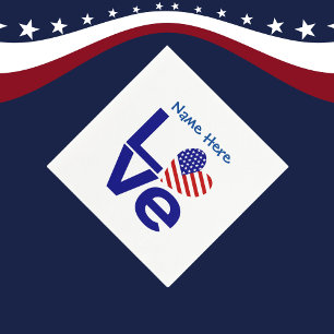USA Love Flag in Blue Personalised Party Cocktail Napkin