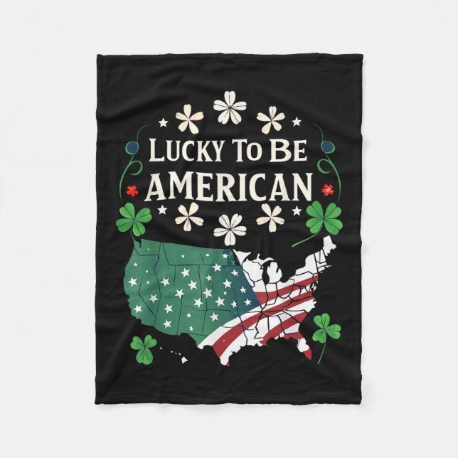 Usa Lucky Clover Map - Shamrock American St. Fleece Blanket (Front)