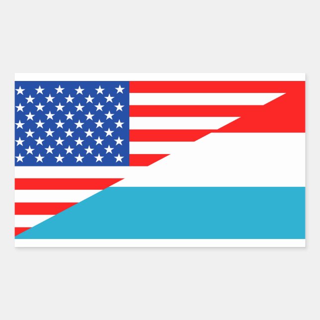 usa luxembourg country half flag america symbol rectangular sticker (Front)
