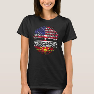 USA & Macedonia Flags American Grown Macedonian Ro T-Shirt