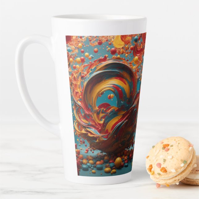 USA-Made Large Latte Mug. Colourful Ceramic Cup. Mug (In Situ)