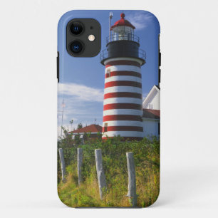 USA, Maine, Lubec. West Quoddy Head Lighthouse iPhone 11 Case