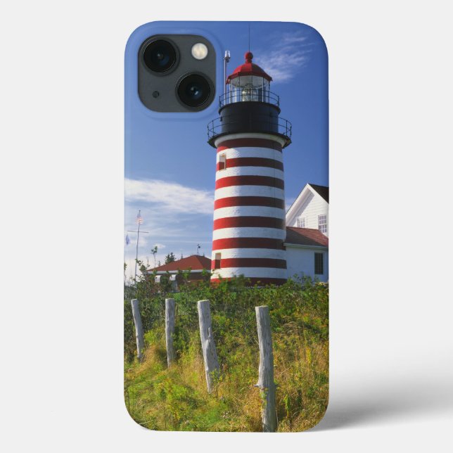 USA, Maine, Lubec. West Quoddy Head Lighthouse Case-Mate iPhone Case (Back)