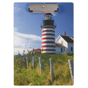 USA, Maine, Lubec. West Quoddy Head Lighthouse Clipboard