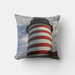 USA, Maine, Lubec. West Quoddy Head LIghthouse Cushion