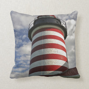 USA, Maine, Lubec. West Quoddy Head LIghthouse Cushion