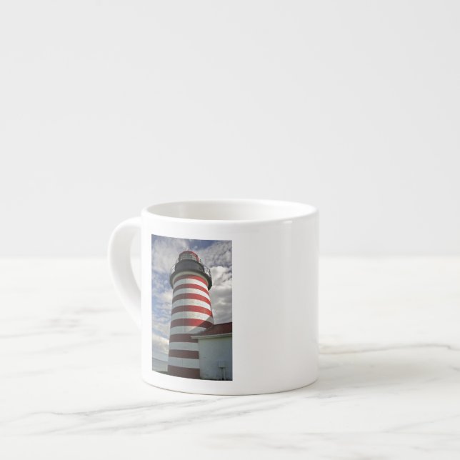 USA, Maine, Lubec. West Quoddy Head LIghthouse Espresso Cup (Front Left)