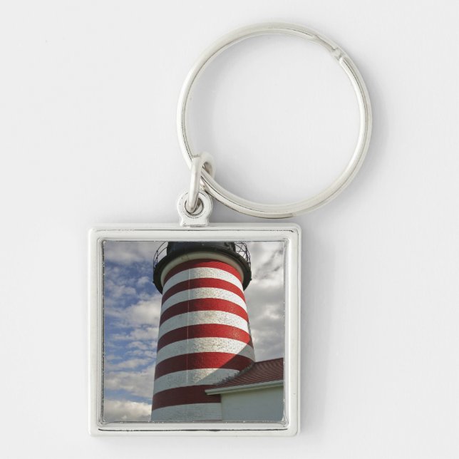 USA, Maine, Lubec. West Quoddy Head LIghthouse Key Ring (Front)