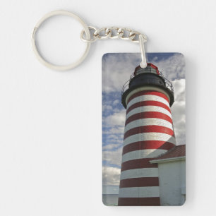 USA, Maine, Lubec. West Quoddy Head LIghthouse Key Ring