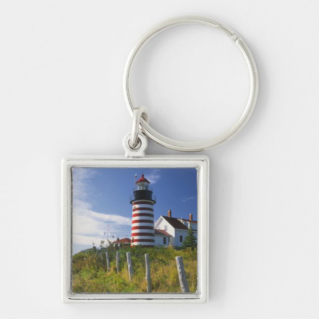 USA, Maine, Lubec. West Quoddy Head Lighthouse Key Ring (Front)