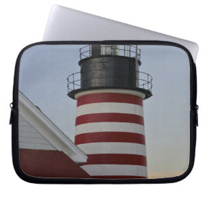 USA, Maine, Lubec. West Quoddy Head Lighthouse, Laptop Sleeve