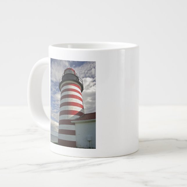 USA, Maine, Lubec. West Quoddy Head LIghthouse Large Coffee Mug (Front Left)
