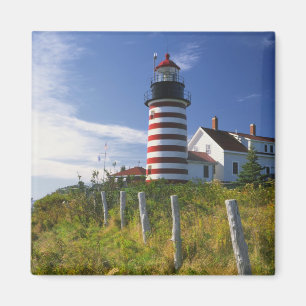 USA, Maine, Lubec. West Quoddy Head Lighthouse Magnet