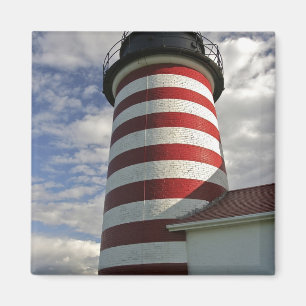 USA, Maine, Lubec. West Quoddy Head LIghthouse Magnet