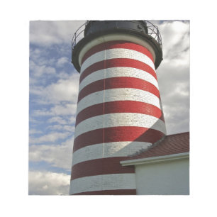 USA, Maine, Lubec. West Quoddy Head LIghthouse Notepad