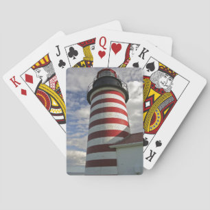 USA, Maine, Lubec. West Quoddy Head LIghthouse Playing Cards